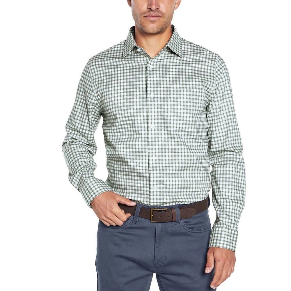 NWOT Banana Republic Shirt Men's L Green Plaid Slim Fit Button Down